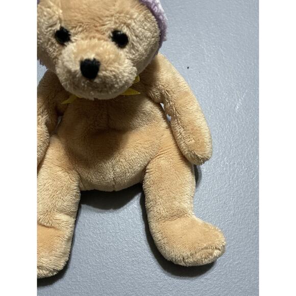 Ty Beanie Baby - SPRINGSTON the Bear w/ Orange Polka Dot Easter Bunny Ears - Picture 4 of 6
